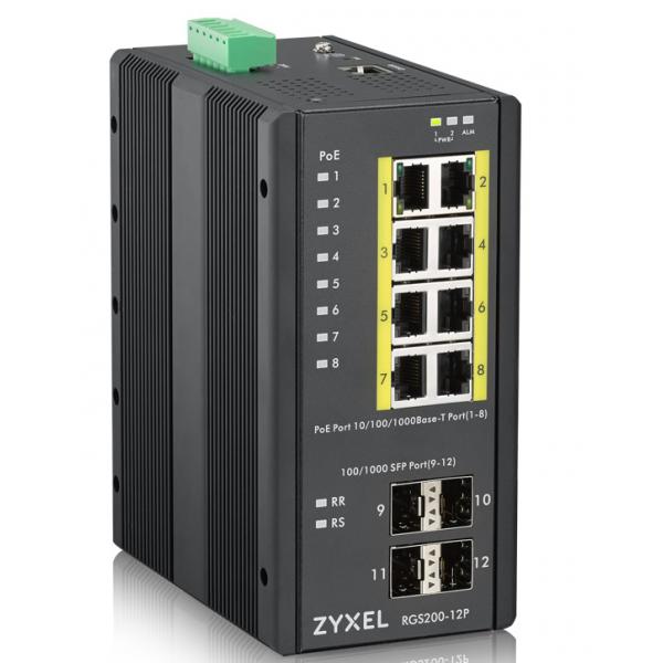 ZYXEL SWITCH INDUSTRIALE MANAGED, 12X GIGABIT POE 240W, DIN RAIL, ALIM. 12-58V DC [RGS200-12P-ZZ0101F]