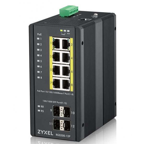 ZYXEL SWITCH INDUSTRIALE MANAGED, 12X GIGABIT POE 240W, DIN RAIL, ALIM. 12-58V DC [RGS200-12P-ZZ0101F]
