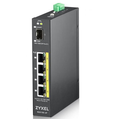 ZYXEL SWITCH INDUSTRIALE UNMANAGED, 4X GIGABIT POE 120W, DIN RAIL, ALIM. 12-58V DC [RGS100-5P-ZZ0101F]