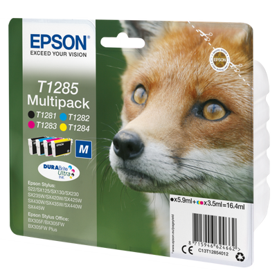 EPSON CART INK MULTIPACK T128 (NERO, CIANO, MAGENTA, GIALLO), SERIE M VOLPE [C13T12854012]