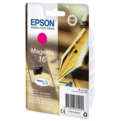 EPSON CART INK MAGENTA PER WF-2510WF, WF-2520NF, WF-2530WF WF-2540WF SERIE 16 PENNA E CRUCIVERBA [C13T16234012]