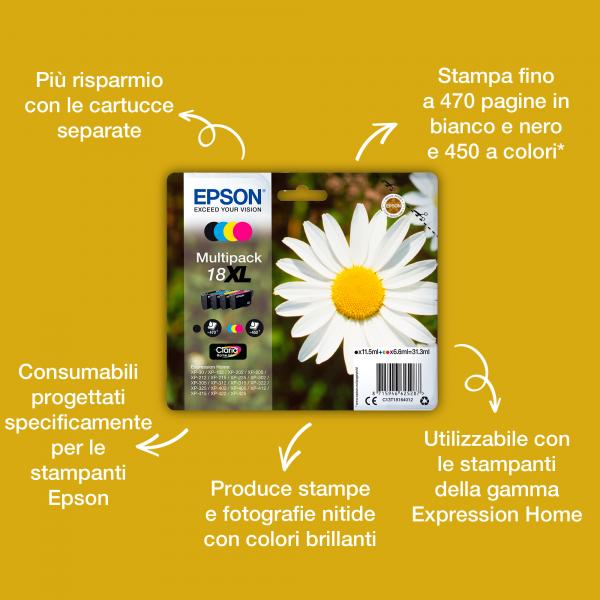 EPSON CART INK GIALLO XL PER XP-102/202/205/302/305/402 SERIE MARGHERITA [C13T18144012]