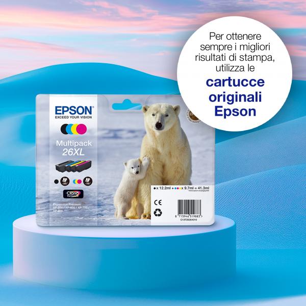 Epson Polar bear Inchiostro giallo singolo Claria Premium Orso bianco 26XL [C13T26344012]
