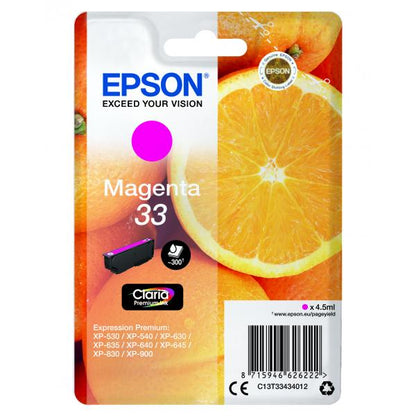 Epson Oranges Cartuccia Magenta T33 Claria Premium [C13T33434012]