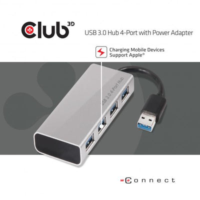 CLUB3D ADATTATORE USB TYPE A 3.1 GEN 1 TO 4 X USB TYPE A 3.0 ALUMINIUM CASING WITH POWER [CSV-1431]
