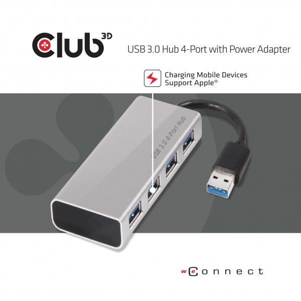 CLUB3D ADATTATORE USB TYPE A 3.1 GEN 1 TO 4 X USB TYPE A 3.0 ALUMINIUM CASING WITH POWER [CSV-1431]