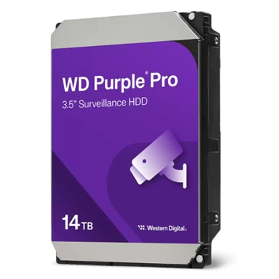 HARD DISK SATA3 3.5" 14000GB(14TB) WD142PURP WD 512mb cache 7200rpm Purple Pro videosorveglianza 24x7 fino a 64 single stream [WD142PURP]