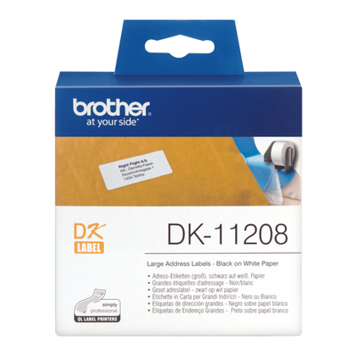 BROTHER DK-11208 NASTRO ETICHETTE BIANCO, 400 ETICHETTE/ROTOLO, 38MM x 90MM [DK-11208]