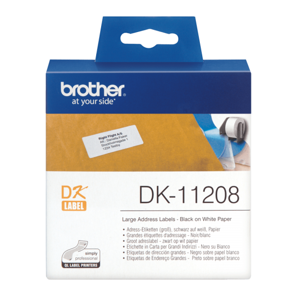BROTHER DK-11208 NASTRO ETICHETTE BIANCO, 400 ETICHETTE/ROTOLO, 38MM x 90MM [DK-11208]