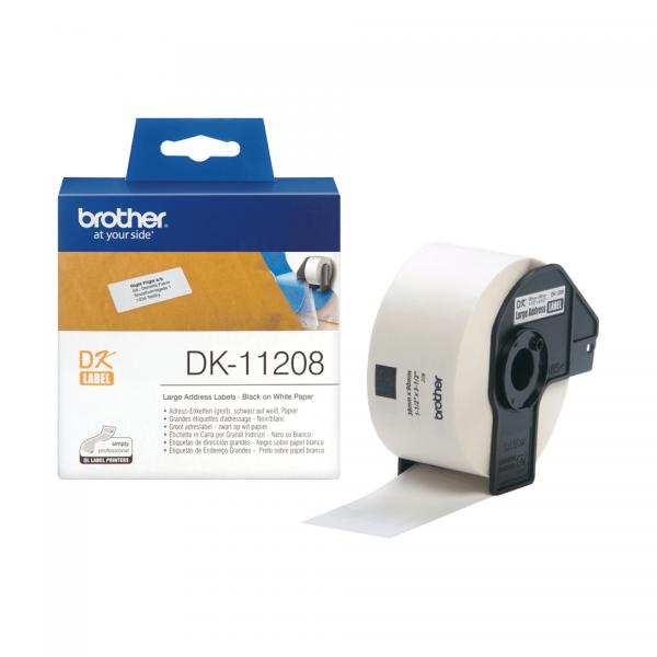 BROTHER DK-11208 NASTRO ETICHETTE BIANCO, 400 ETICHETTE/ROTOLO, 38MM x 90MM [DK-11208]