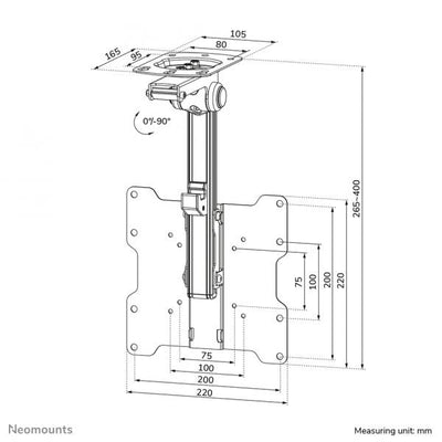 Neomounts FPMA-C020BLACK Supporto monitor/TV a soffitto 10-40" - alt. 26,5-40 cm [FPMA-C020BLACK]