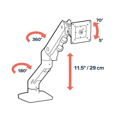 Ergotron HX Desk Monitor Arm - Single Heavy Monitor Mount - Max. 49 inch screen - White [45-475-216]