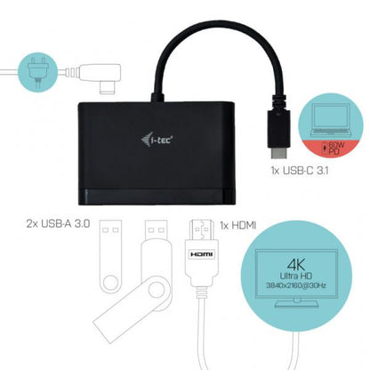 I-TEC DOCKING STATION USB-C TRAVEL ADAPTER 1X HDMI 2X USB 3.0 1X USB-C PD DATA [C31DTPDHDMI]