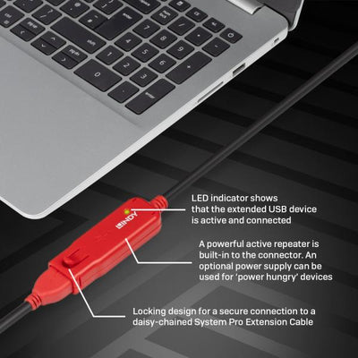 LINDY No. 42782 - Prolunga Attiva USB 2.0 Pro, 12m [LIN-42782]
