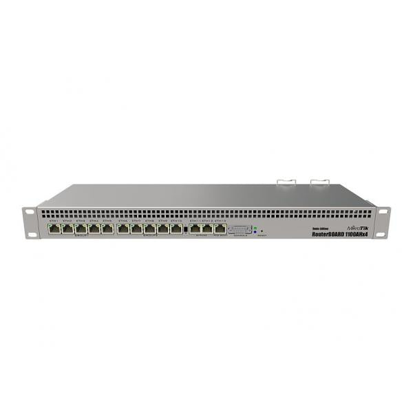 MikroTik, RB1100AHx4 Dude Edition, RB1100AHx4 Powerful 1U rackmount router with 13x Gigabit Ethernet ports, 60GB M.2 drive for Dude database [RB1100Dx4]
