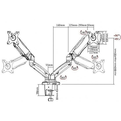 Equip 17 inch - 32 inch Interactive Desk Mount Dual Monitor Bracket [650121]
