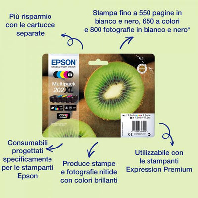 EPSON CART INK CIANO 202XL KIWI CONF SINGOLA AD ALTA CAPACITA [C13T02H24010]