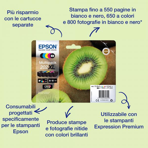 EPSON CART INK CIANO 202XL KIWI CONF SINGOLA AD ALTA CAPACITA [C13T02H24010]