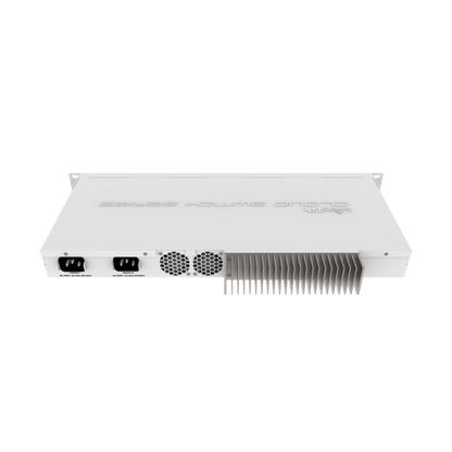 MikroTik, Cloud Router Switch 317, 1G, 16S+RM with 800MHz CPU, 1GB RAM, 1xGigabit LAN, 16xSFP+ cages, RouterOS L5 or SwitchOS (dual boot), passive cooling 1U rackmount enclosure, Dual redundant PSU [CRS317-1G-16S+RM]