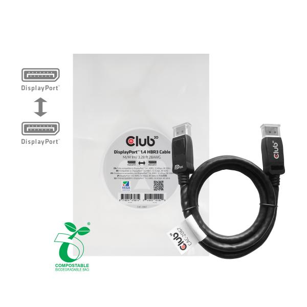 CLUB3D DISPLAYPORT 1.4 HBR3 CABLE MALE / MALE 1M/3.28FT. [CAC-2067]