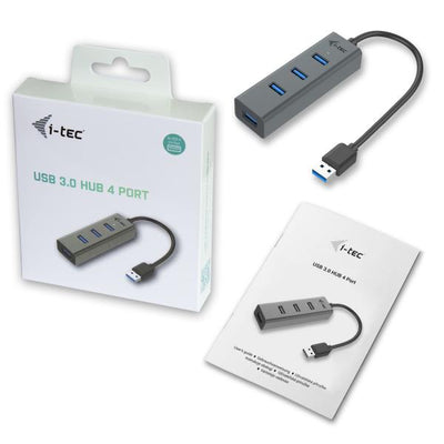 I-TEC CAVO USB 3.0 METAL PASS HUB 4 PORT WITHOUT POWER ADAPTER FOR NOTEBOOK ULTRABOOK TABLET PC WINDOWS AND MAC OS [U3HUBMETAL403]