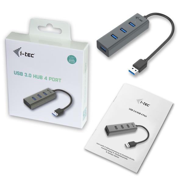 I-TEC CAVO USB 3.0 METAL PASS HUB 4 PORT WITHOUT POWER ADAPTER FOR NOTEBOOK ULTRABOOK TABLET PC WINDOWS AND MAC OS [U3HUBMETAL403]