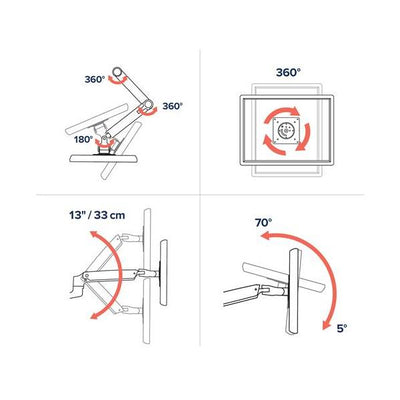 Ergotron LX Desk Monitor Arm - Single Monitor Mount - Max. 34 inch screen - Polished Aluminum [45-241-026]