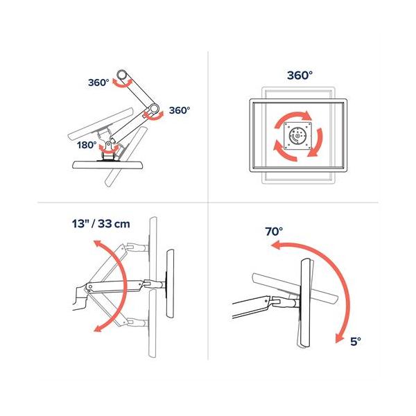 Ergotron LX Desk Monitor Arm - Single Monitor Mount - Max. 34 inch screen - Polished Aluminum [45-241-026]