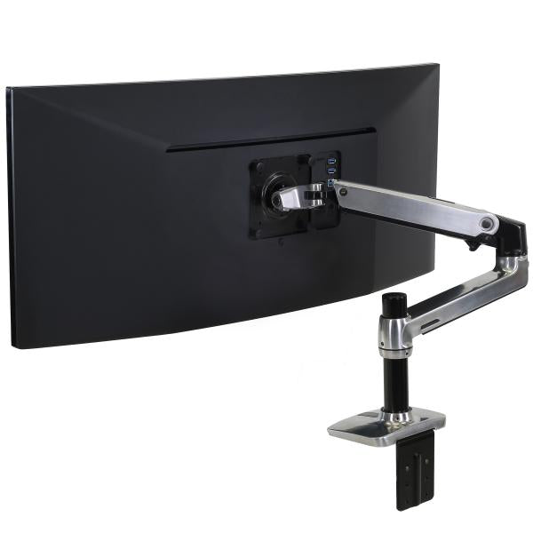 Ergotron LX Desk Monitor Arm - Single Monitor Mount - Max. 34 inch screen - Polished Aluminum [45-241-026]