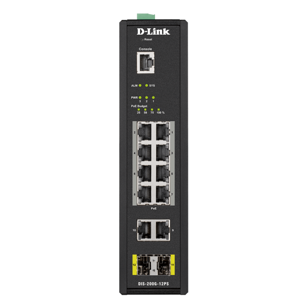 D-LINK SWITCH INDUSTRIALE 12 PORTE GIGABIT, RJ45 CONSOLE PORT [DIS-200G-12PS]