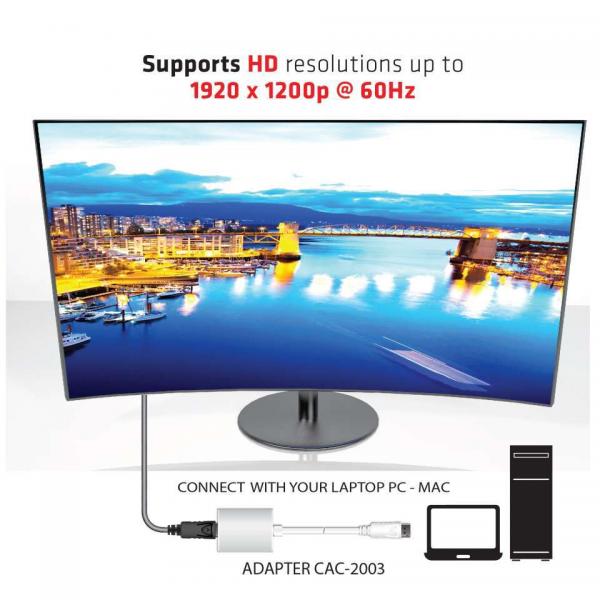 CLUB3D ADATTATORE ATTIVO DISPLAY PORT 1.1A MALE TO VGA FEMALE [CAC-2003]