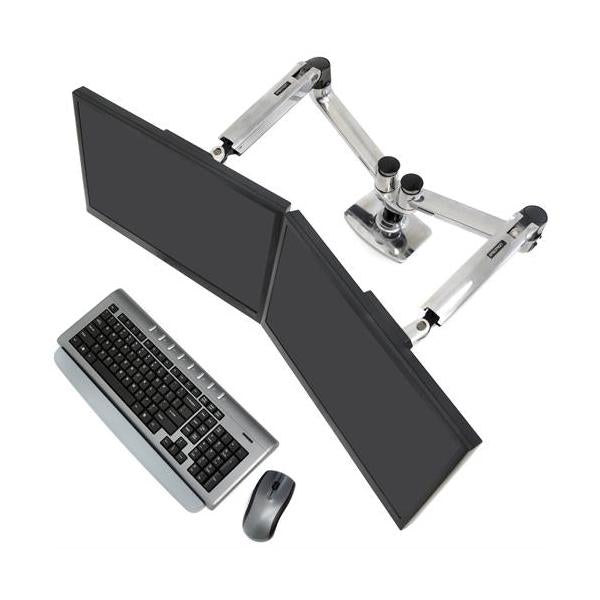 Ergotron LX Dual Side-by-Side arm - Two Monitor Mount - Max. 27 inch screen - Polished Aluminum [45-245-026]