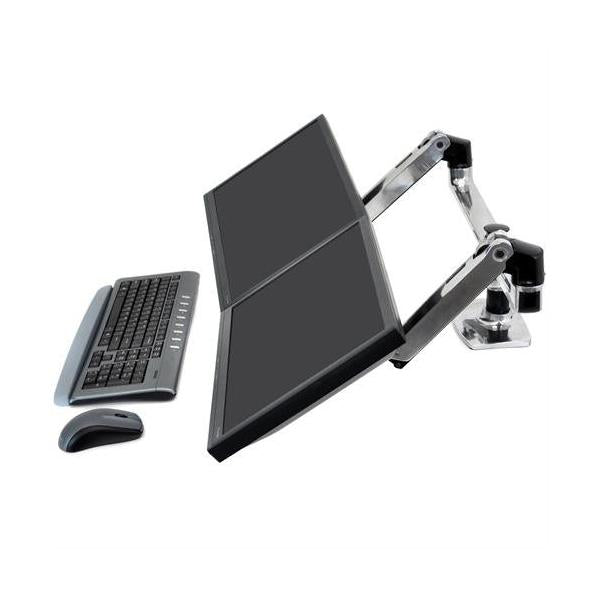 Ergotron LX Dual Side-by-Side arm - Two Monitor Mount - Max. 27 inch screen - Polished Aluminum [45-245-026]