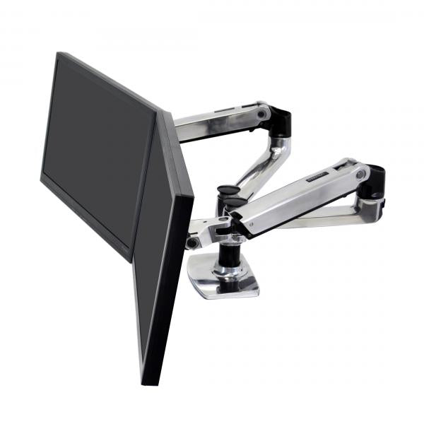 Ergotron LX Dual Side-by-Side arm - Two Monitor Mount - Max. 27 inch screen - Polished Aluminum [45-245-026]