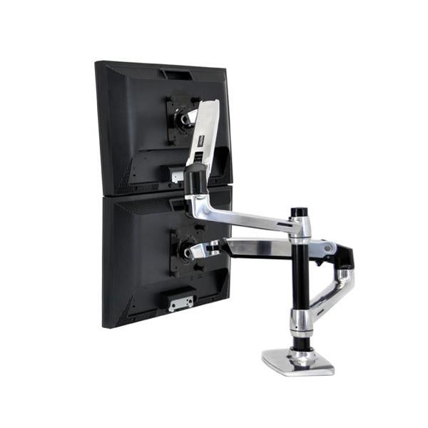 Ergotron LX DUAL LCD VERTICAL STACKING ARM POLISHED ALUMINIUM MAX 24IN [45-248-026]