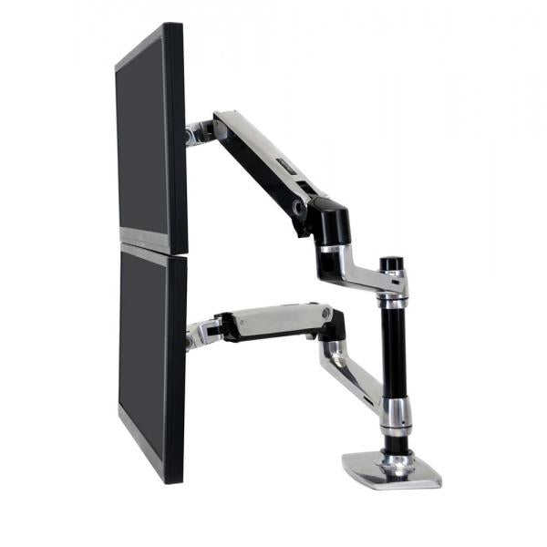 Ergotron LX DUAL LCD VERTICAL STACKING ARM POLISHED ALUMINIUM MAX 24IN [45-248-026]
