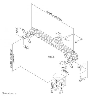 Neomounts flat screen desk mount [FPMA-D700D]