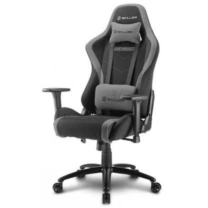 SHARKOON SKILLER SGS2 SEDIA GAMING IN TESSUTO, BRACCIOLI E SCHIENALE REGOLABILI, TELAIO ACCIAIO, DOPPIO CUSCINO SUPPORTO CERVICALE E LOMBARE, BLACK/GREY [SKILLER SGS2 BLACK]