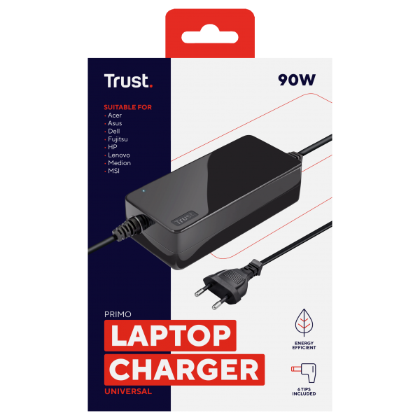 TRUST CARICATORE UNIVERSALE LAPTOP PRIMO, 19V-90W [22142]