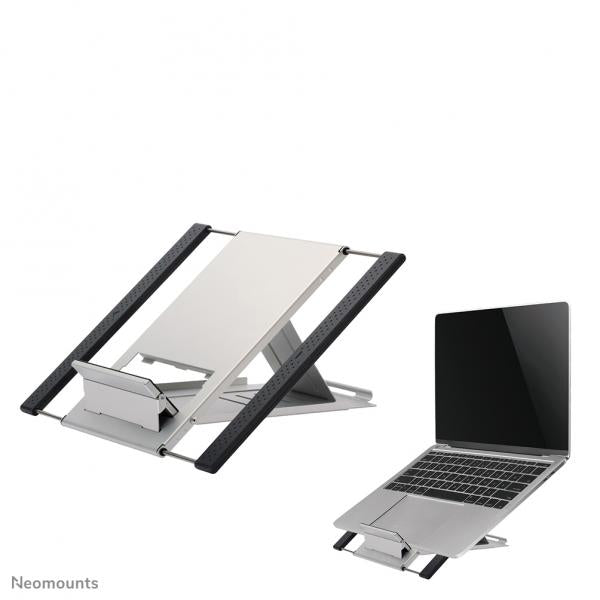 Neomounts Laptop Stand - 10-22inch - Max 5 kg - 6 Height Positions - Foldable - Compact - Universal - Silver [NSLS100]