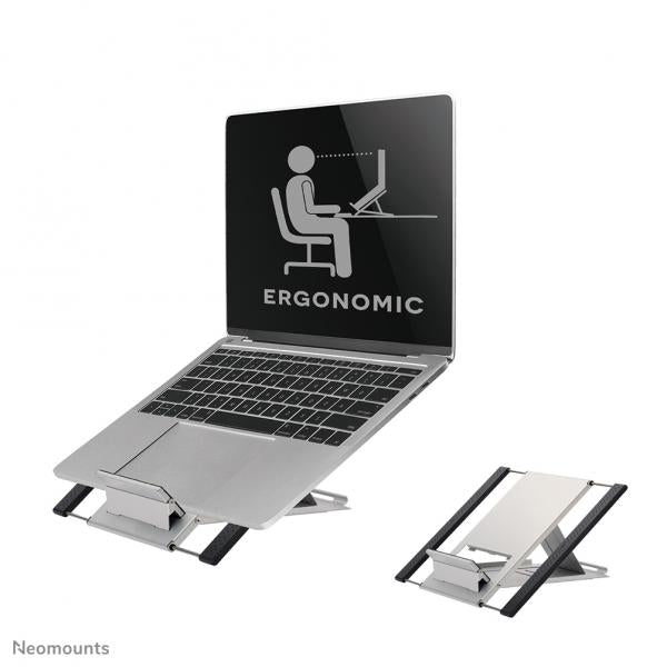 Neomounts Laptop Stand - 10-22inch - Max 5 kg - 6 Height Positions - Foldable - Compact - Universal - Silver [NSLS100]