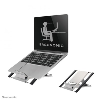 Neomounts Laptop Stand - 10-22inch - Max 5 kg - 6 Height Positions - Foldable - Compact - Universal - Silver [NSLS100]
