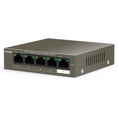 SWITCH 5P LAN 10/100M TENDA TEF1105P-4-63W Desktop 4P PoE - GARANZIA 3 ANNI [TEF1105P-4-63Wv2.0]