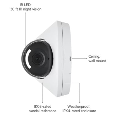 Ubiquiti UVC-G5-DOME-3 telecamera di sorveglianza Cupola Telecamera di sicurezza IP Interno e esterno 2688 x 1512 Pixel Soffitto/muro [UVC-G5-Dome-3]