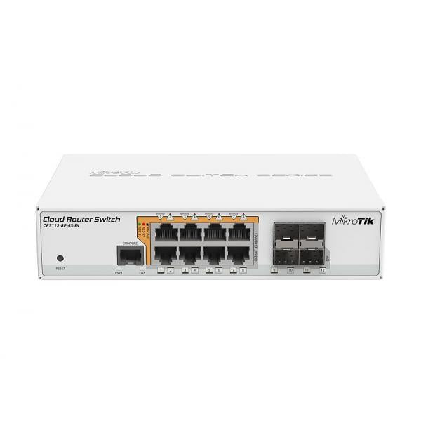 MikroTik, Cloud Router Switch 112, 8P, 4S, IN with QCA8511 400Mhz CPU [CRS112-8P-4S-IN]