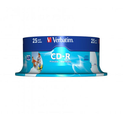 VERBATIM CD-R 52X 700MB 25PK OPS SPINDLE WIDE PRINT ID [43439]