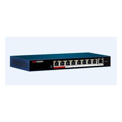 Hikvision DS-3E0109P-E/M switch di rete Non gestito Fast Ethernet (10/100) Supporto Power over Ethernet (PoE) Montaggio da desktop/parete Nero [DS-3E0109P-E/M]