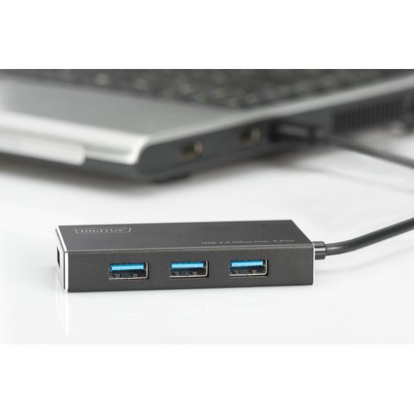 Digitus USB 3.0 Hub - 4-port Incl. 5V/2A power supply - Aluminium housing [DA-70240-1]