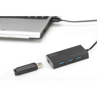 Digitus USB 3.0 Hub - 4-port Incl. 5V/2A power supply - Aluminium housing [DA-70240-1]