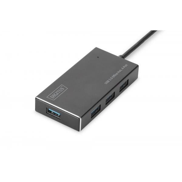 Digitus USB 3.0 Hub - 4-port Incl. 5V/2A power supply - Aluminium housing [DA-70240-1]